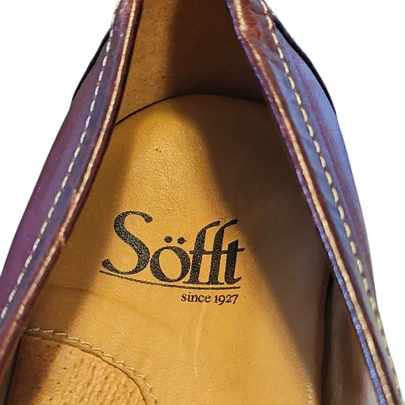 Sofft Brown Leather Low Heel Slip-On Loafers w/Buckle - Picture 5 of 6